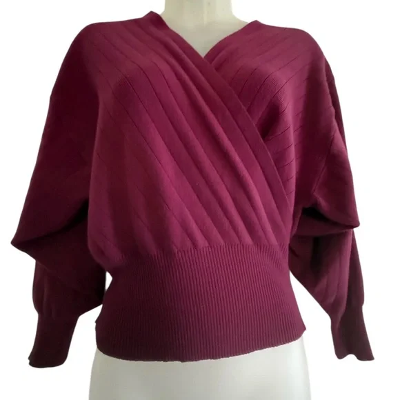 Fashion Nova elegant wine-colored women's sweater, size XS, made of viscose - Picture 10 of 11
